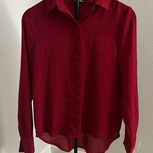 Fashion Nova Deep Red Button Down Shirt